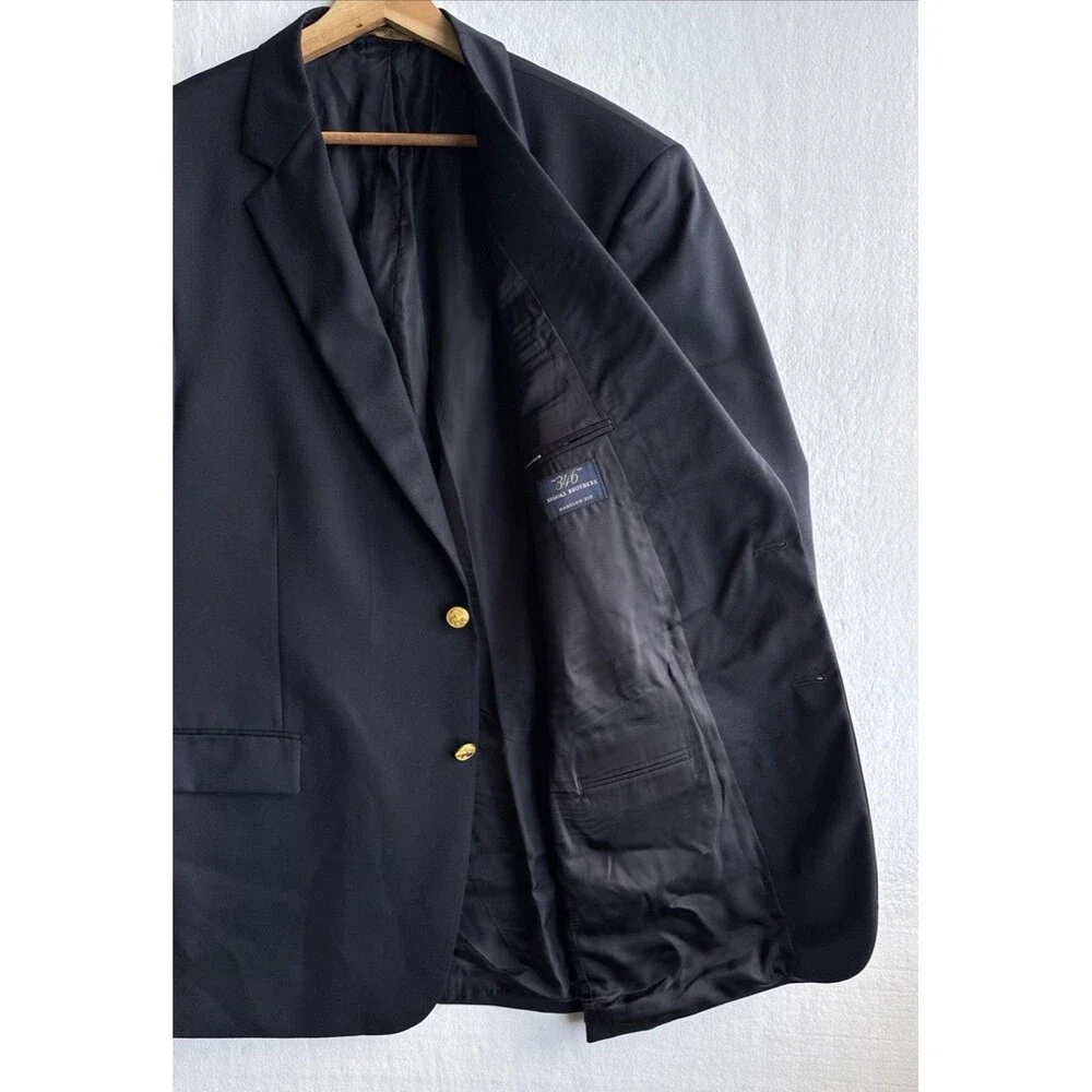 Brooks Brothers 346 Madison Fit Blazer Navy Gold Logo Buttons Men’s Size 46L